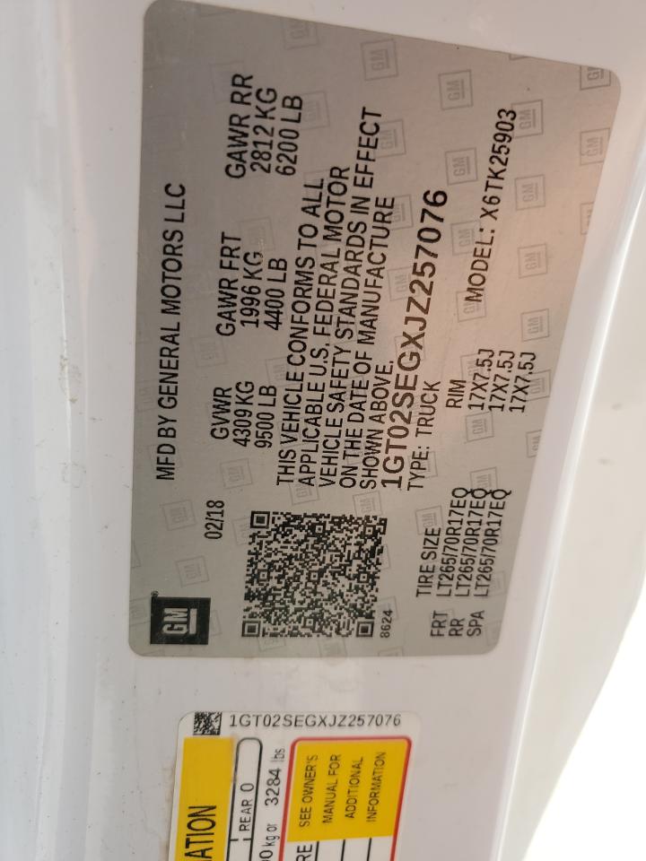 2018 GMC Sierra K2500 Sle VIN: 1GT02SEGXJZ257076 Lot: 93294805