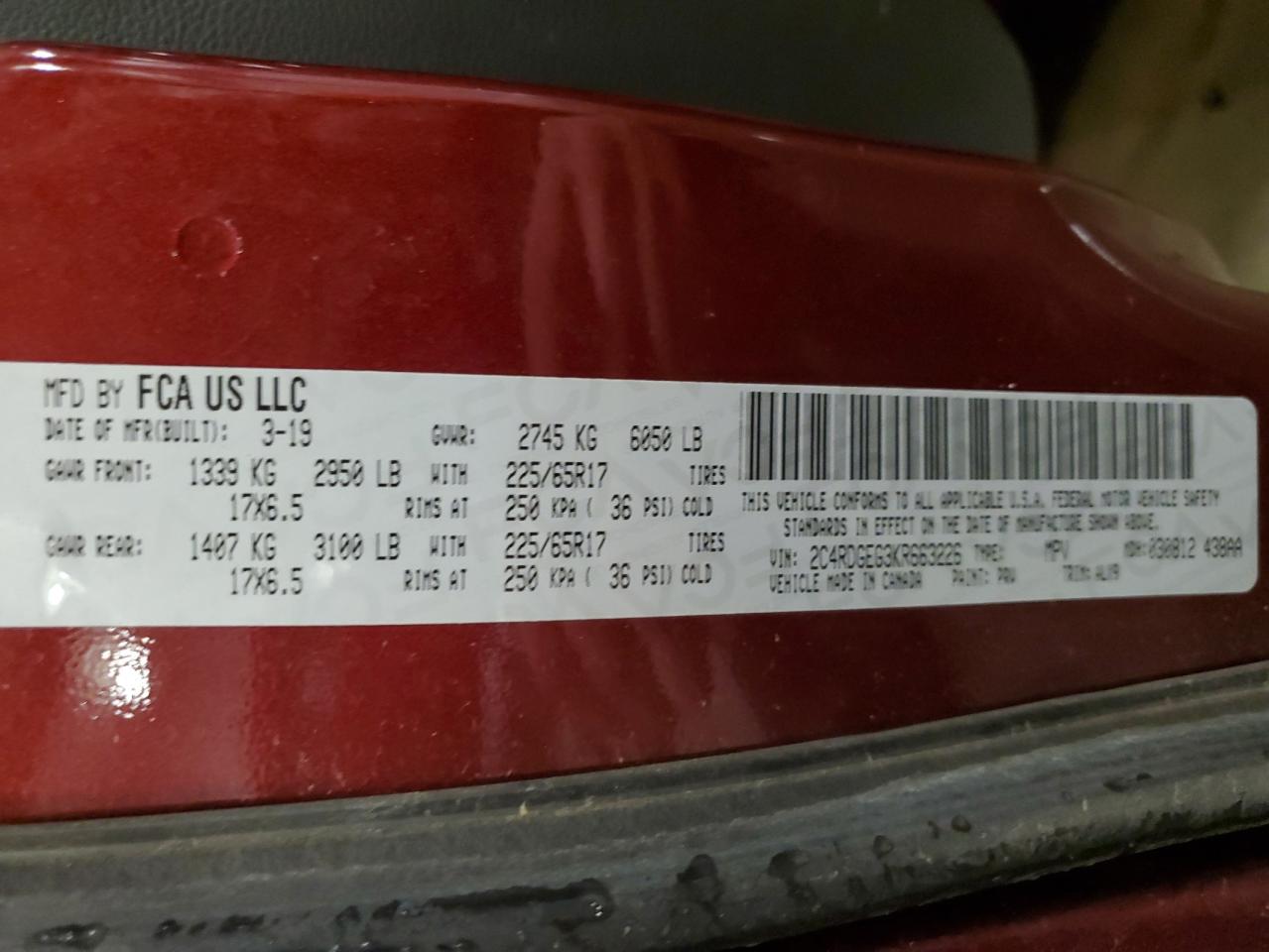 2019 Dodge Grand Caravan Gt VIN: 2C4RDGEG3KR663226 Lot: 92698805