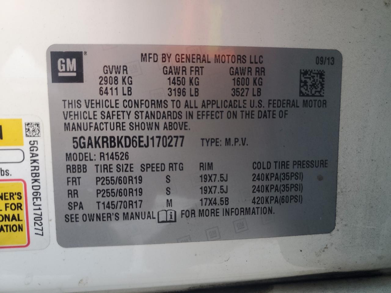 2014 Buick Enclave VIN: 5GAKRBKD6EJ170277 Lot: 92115955