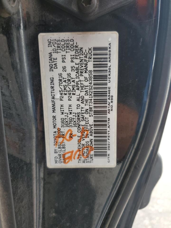 2002 Toyota Tundra Access Cab VIN: 5TBRT341X2S243858 Lot: 93291425