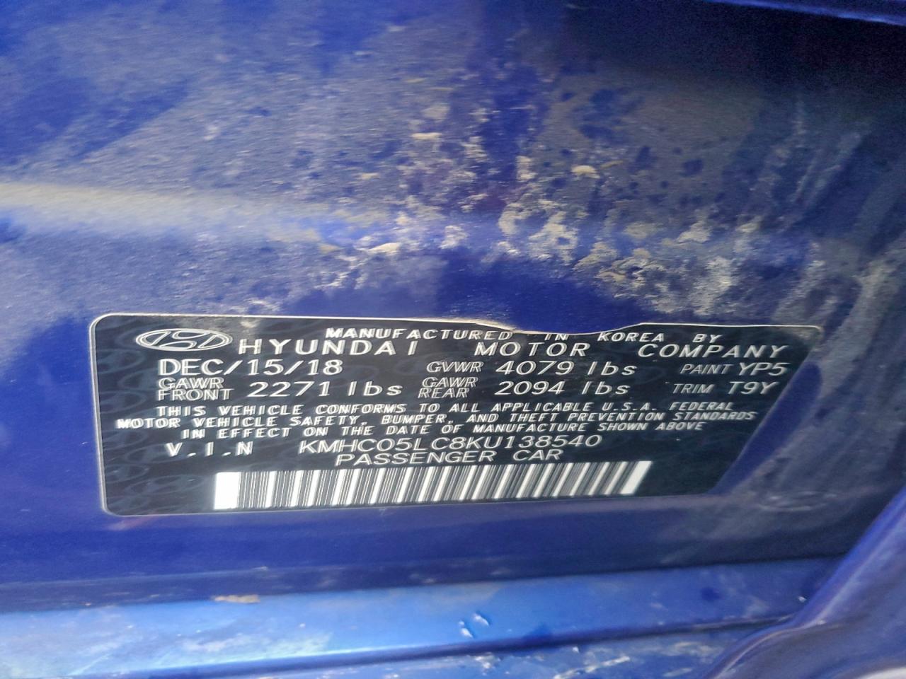 2019 Hyundai Ioniq Limited VIN: KMHC05LC8KU138540 Lot: 94553645