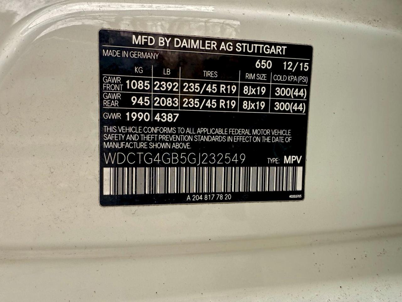 Фото: WDCTG4GB5GJ232549