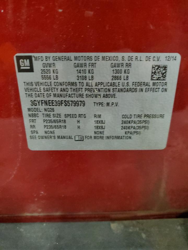 2015 Cadillac Srx Luxury Collection VIN: 3GYFNEE39FS579979 Lot: 93090245