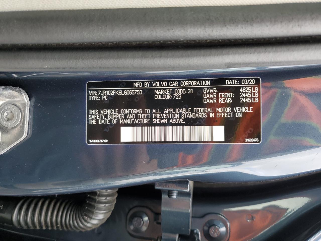 2020 Volvo S60 T5 Momentum VIN: 7JR102FK6LG06575 Lot: 92019605