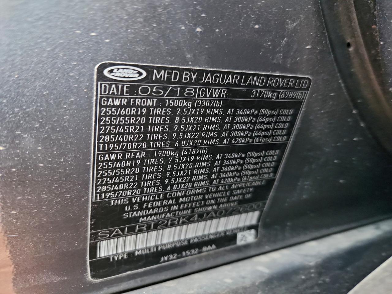 2018 Land Rover Discovery Hse Luxury VIN: SALRT2RK4JA072600 Lot: 92911775