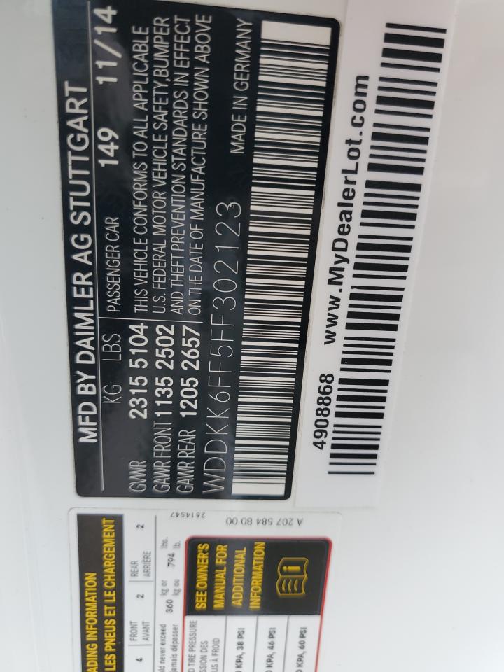 2015 Mercedes-Benz E 400 VIN: WDDKK6FF5FF302123 Lot: 93325915