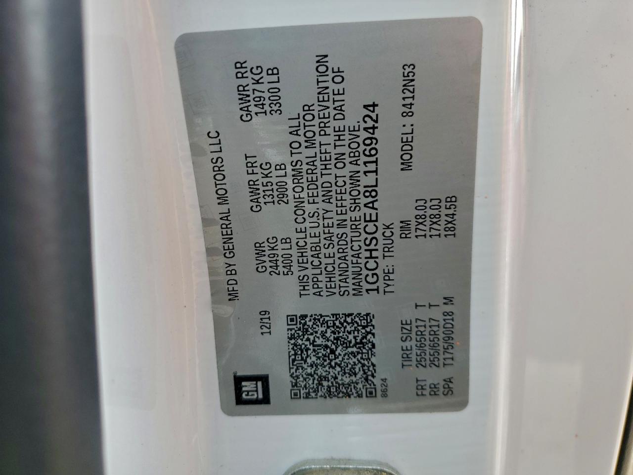 2020 Chevrolet Colorado Lt VIN: 1GCHSCEA8L1169424 Lot: 94450505