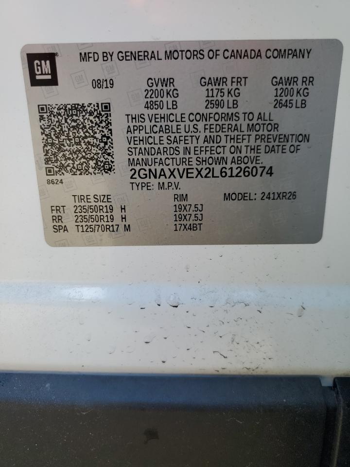 2020 Chevrolet Equinox Lt VIN: 2GNAXVEX2L6126074 Lot: 92596975
