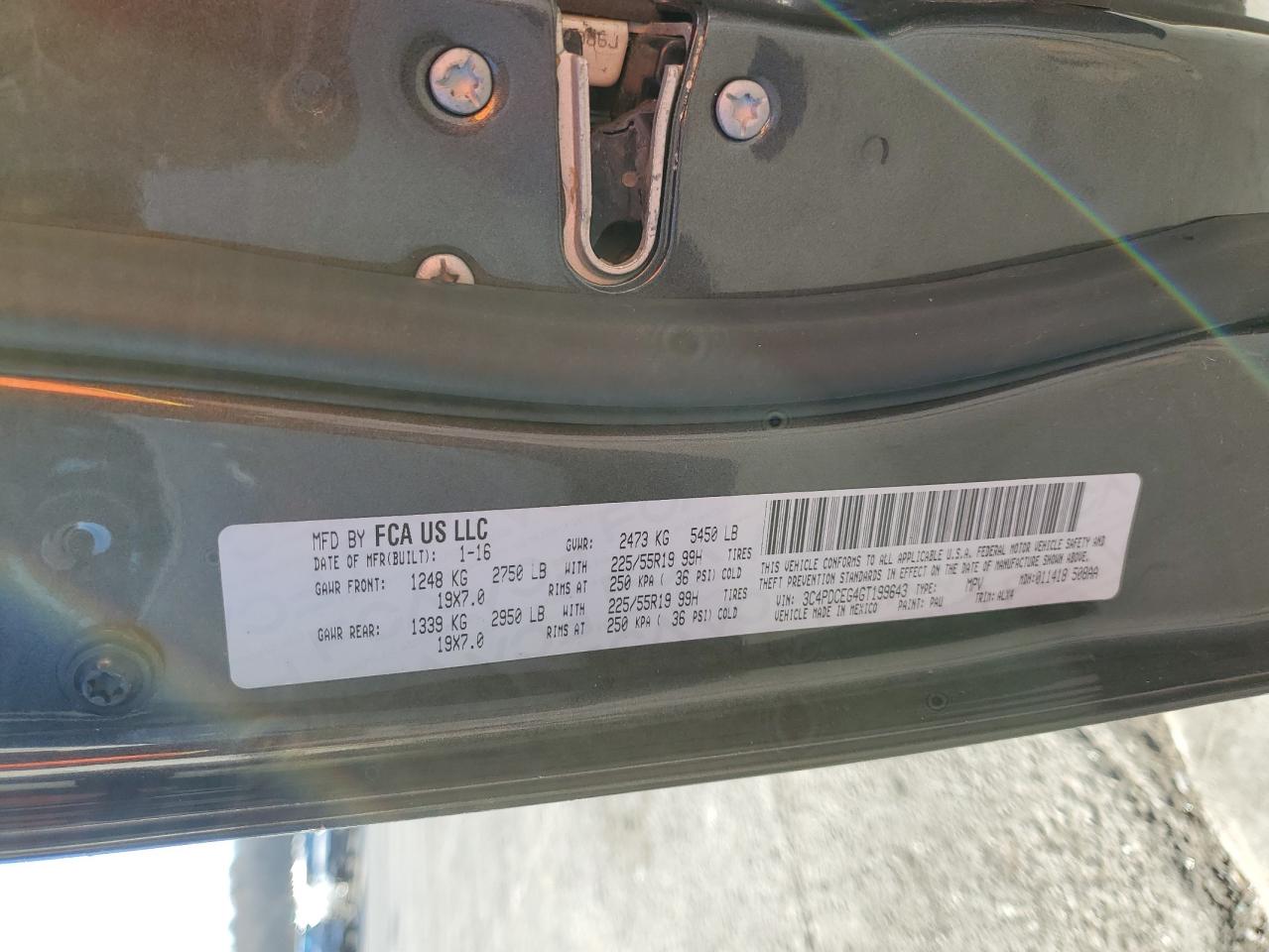 2016 Dodge Journey R/T VIN: 3C4PDCEG4GT199643 Lot: 93181925