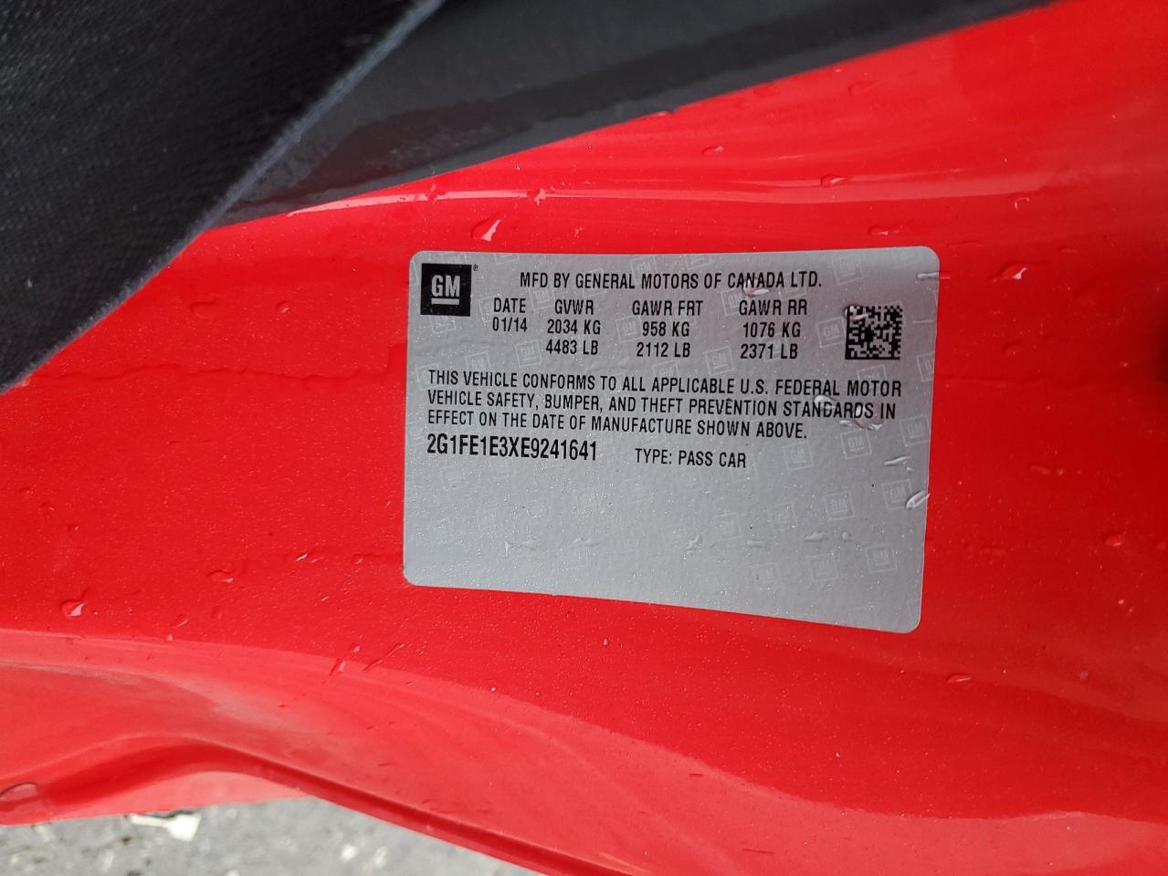 2014 Chevrolet Camaro Ls VIN: 2G1FE1E3XE9241641 Lot: 91733675