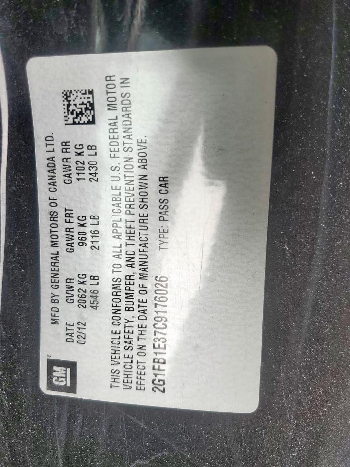 2012 Chevrolet Camaro Lt VIN: 2G1FB1E37C9176026 Lot: 92668435