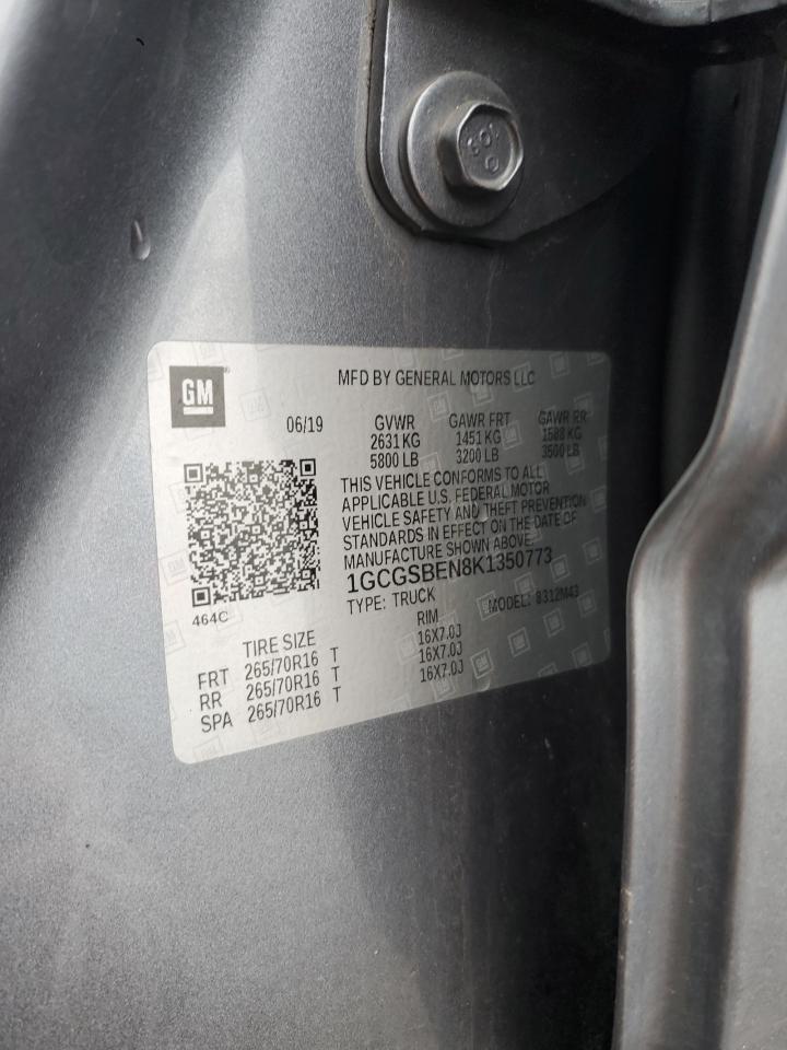 2019 Chevrolet Colorado VIN: 1GCGSBEN8K1350773 Lot: 92183655