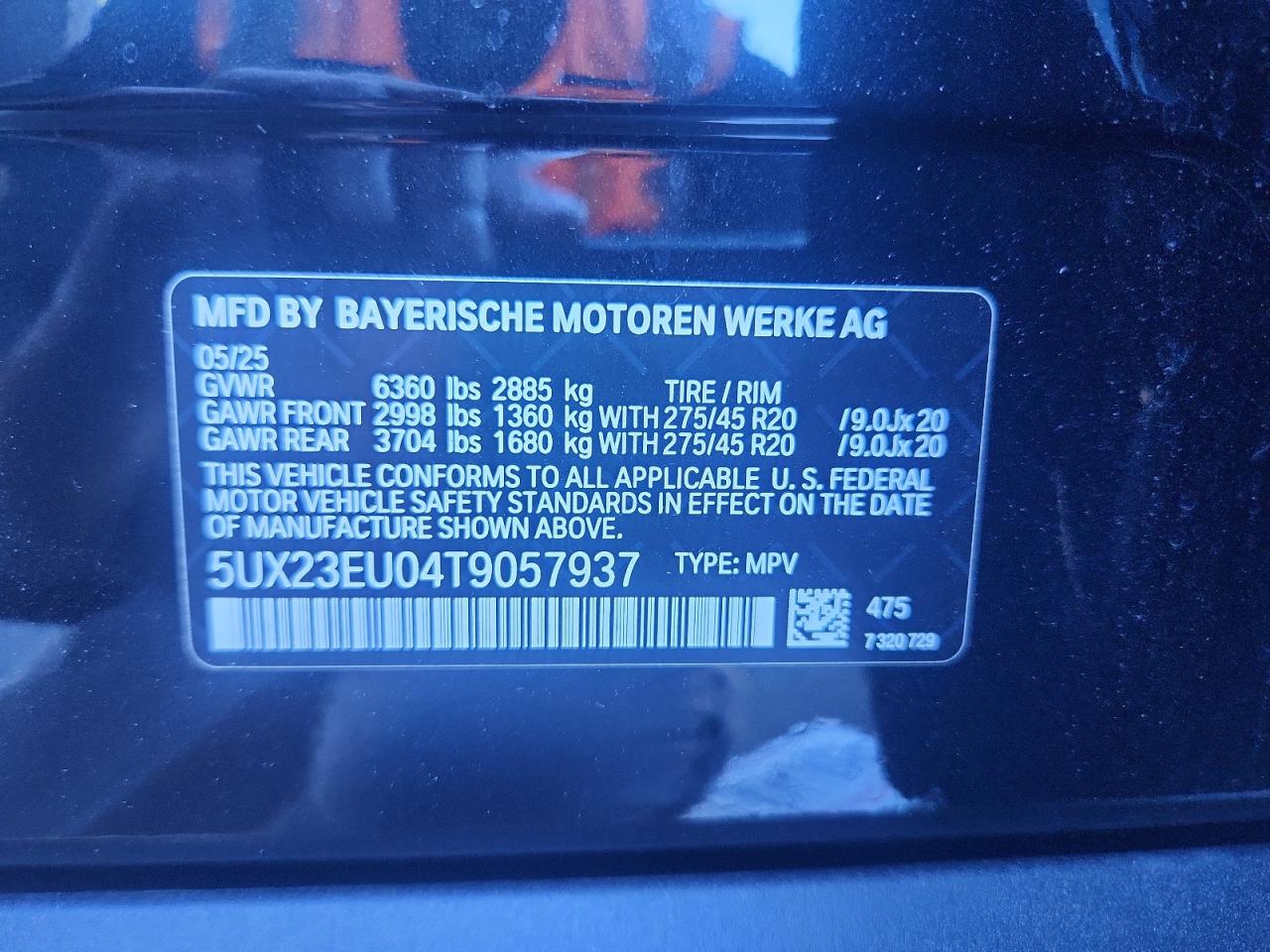 2026 BMW X5 xDrive40I VIN: 5UX23EU04T9057937 Lot: 91919695