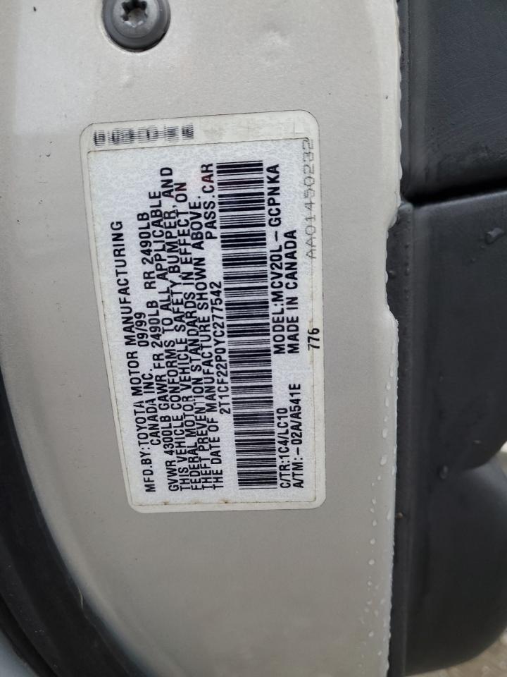 2000 Toyota Camry Solara Se VIN: 2T1CF22P0YC277542 Lot: 90323505