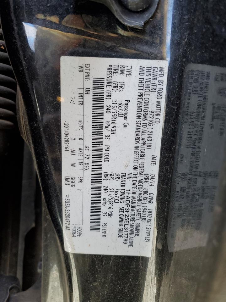 2014 Ford Focus Se VIN: 1FADP3F25EL317789 Lot: 85423995