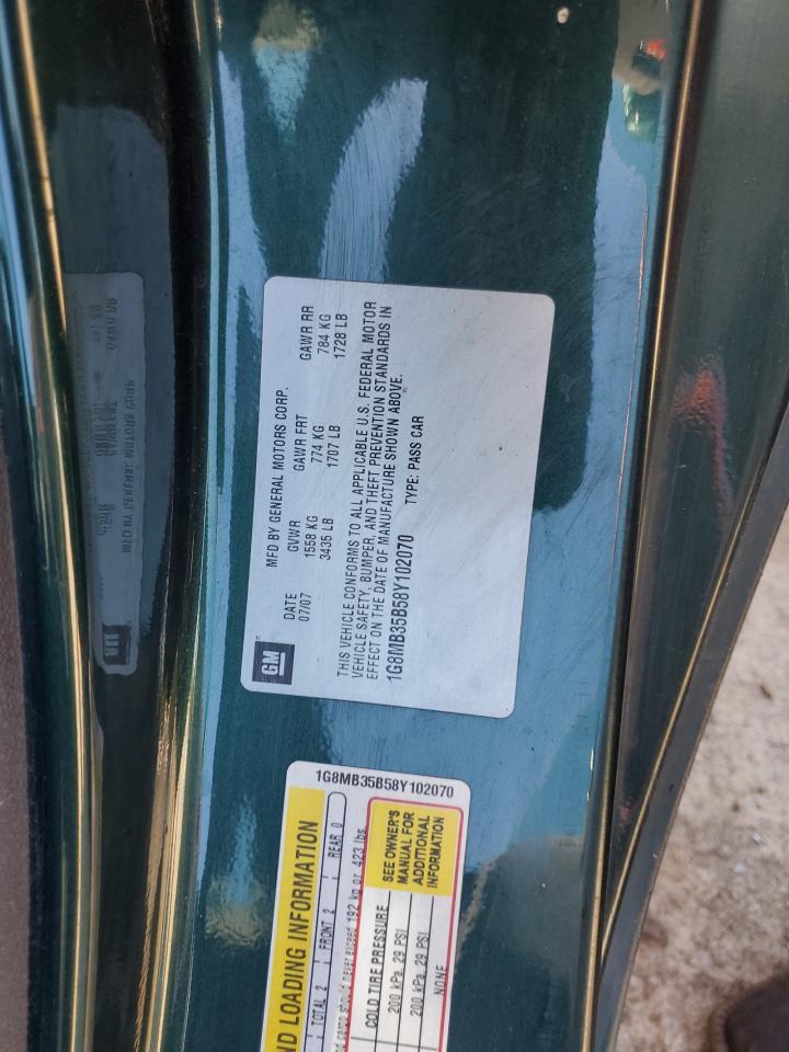 2008 Saturn Sky VIN: 1G8MB35B58Y102070 Lot: 90819695