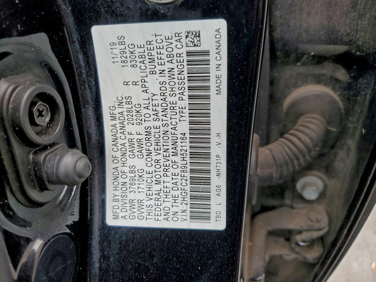 2020 Honda Civic Sport VIN: 2HGFC2F89LH521164 Lot: 94189995