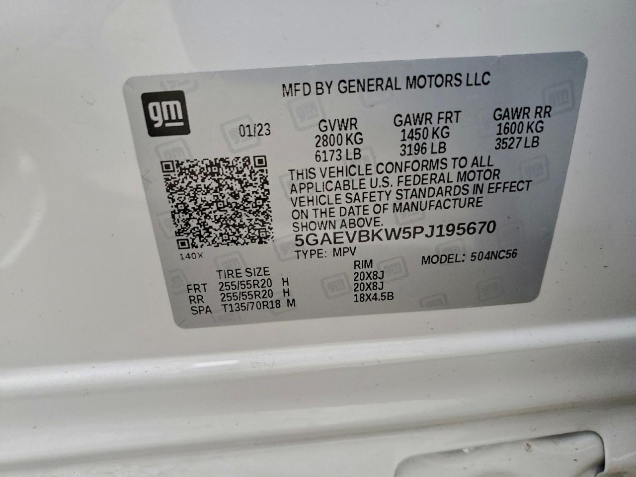 2023 Buick Enclave Premium VIN: 5GAEVBKW5PJ195670 Lot: 93697125