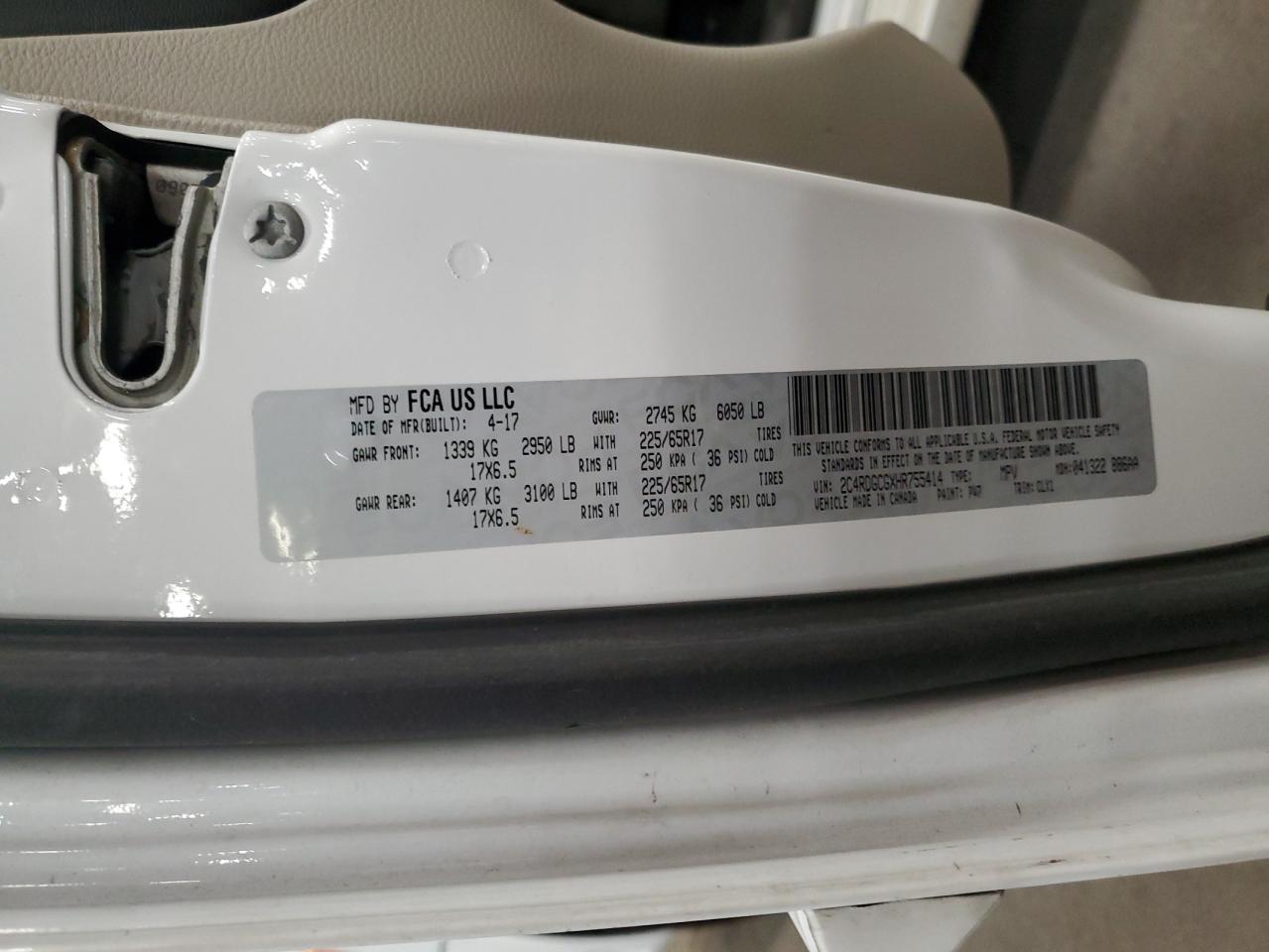 2017 Dodge Grand Caravan Sxt VIN: 2C4RDGCGXHR755414 Lot: 93384835