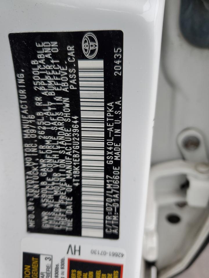 2016 Toyota Avalon Xle VIN: 4T1BK1EB7GU239644 Lot: 92848705