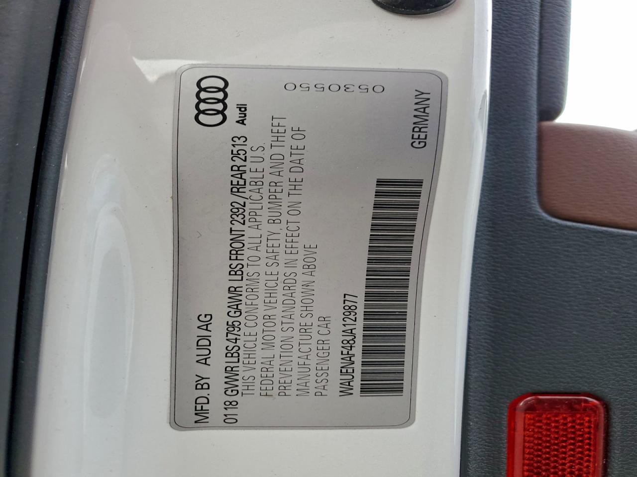 2018 Audi A4 Premium Plus VIN: WAUENAF48JA129877 Lot: 94212795