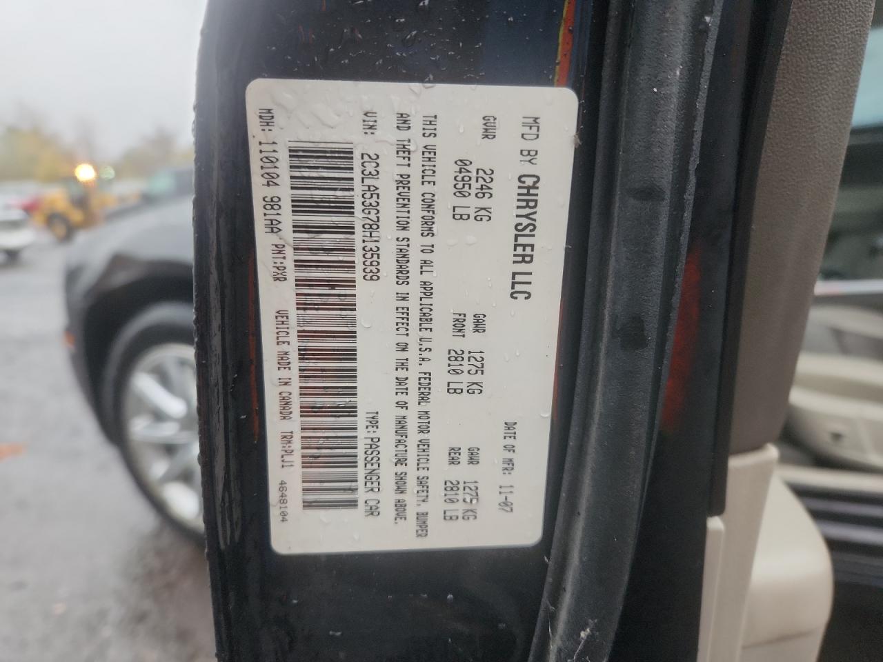 2008 Chrysler 300 Touring VIN: 2C3LA53G78H135939 Lot: 91168515