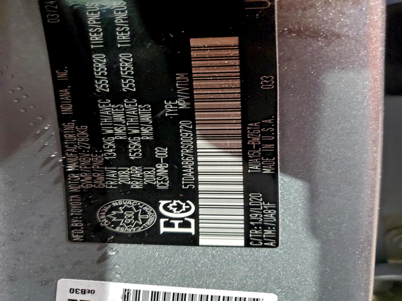 2024 Lexus Tx 350 Base VIN: 5TDAAAB67RS009720 Lot: 94269965