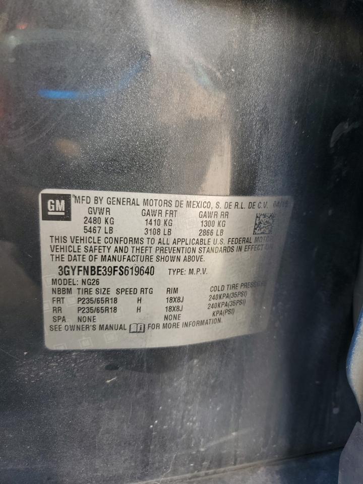 2015 Cadillac Srx Luxury Collection VIN: 3GYFNBE39FS619640 Lot: 91722565