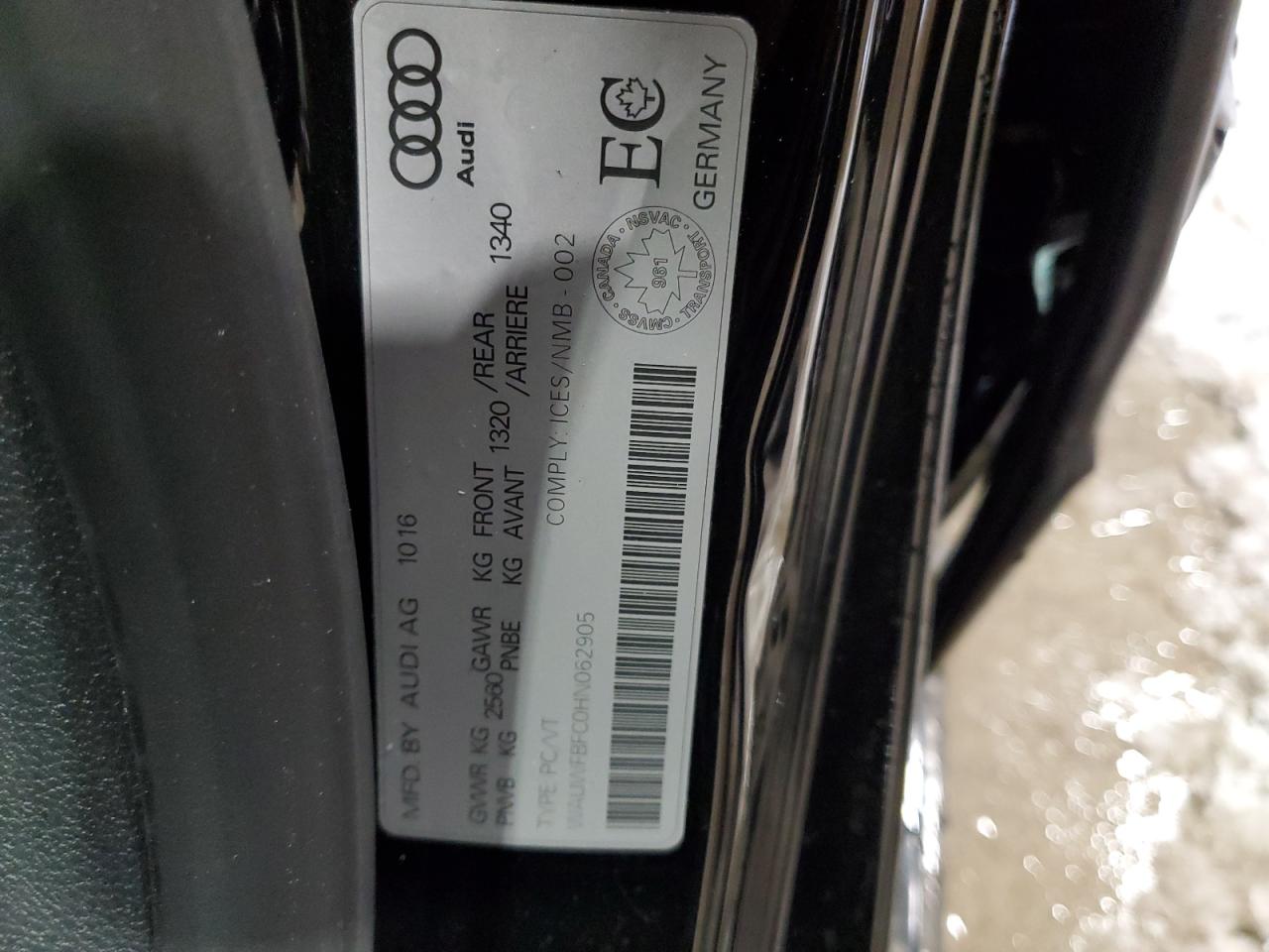 2017 Audi S7 Premium Plus VIN: WAUWFBFC0HN062905 Lot: 91189765