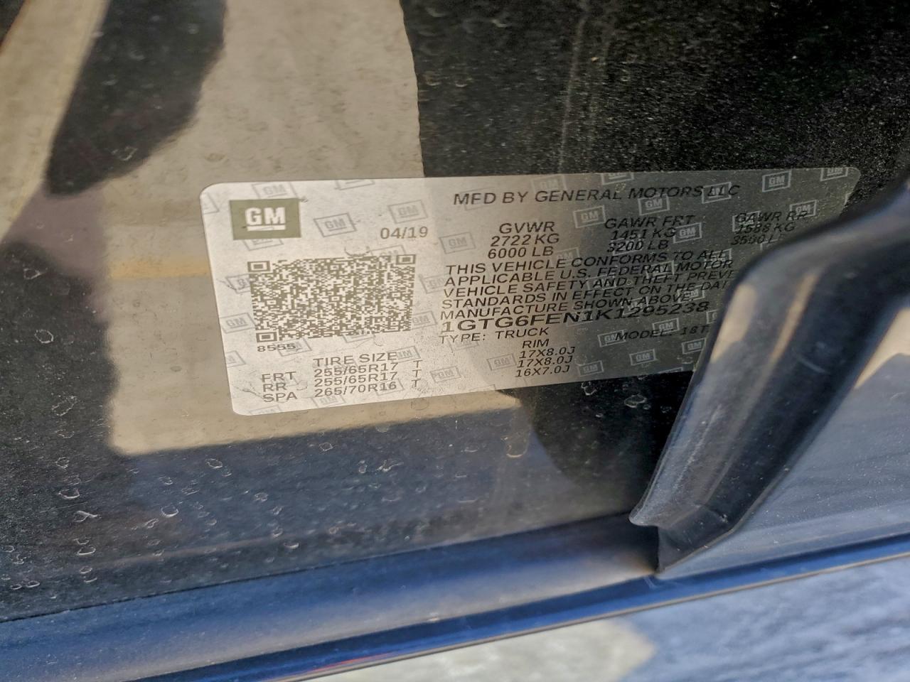 2019 GMC Canyon All Terrain VIN: 1GTG6FEN1K1295238 Lot: 94481855