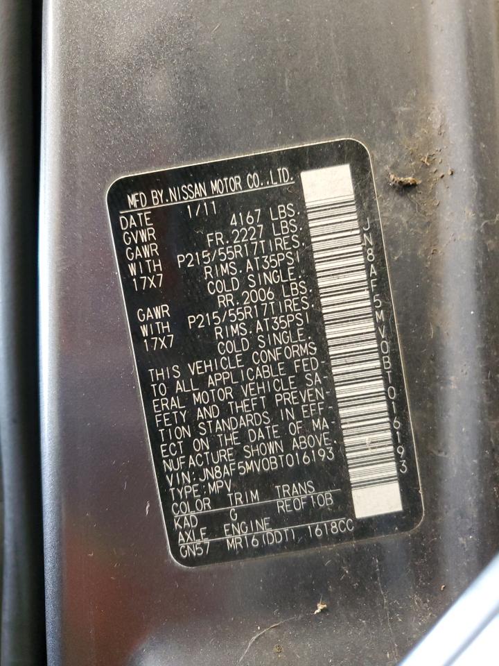 2011 Nissan Juke S VIN: JN8AF5MV0BT016193 Lot: 92013735