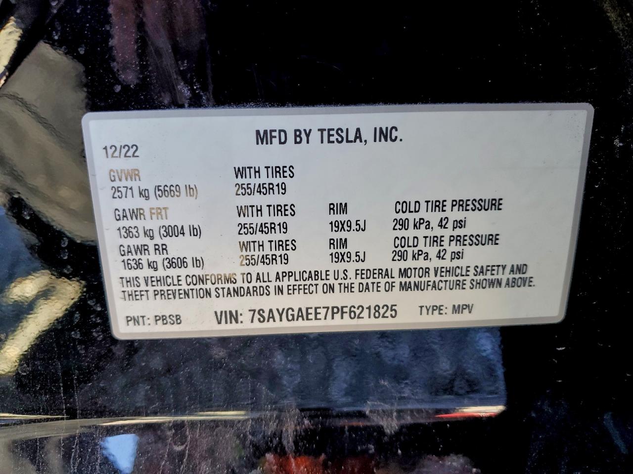 2023 Tesla Model Y VIN: 7SAYGAEE7PF621825 Lot: 92108145