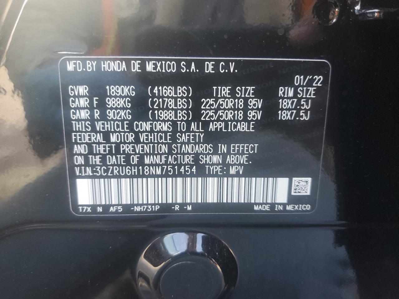 2022 Honda Hr-V Sport VIN: 3CZRU6H18NM751454 Lot: 82752945