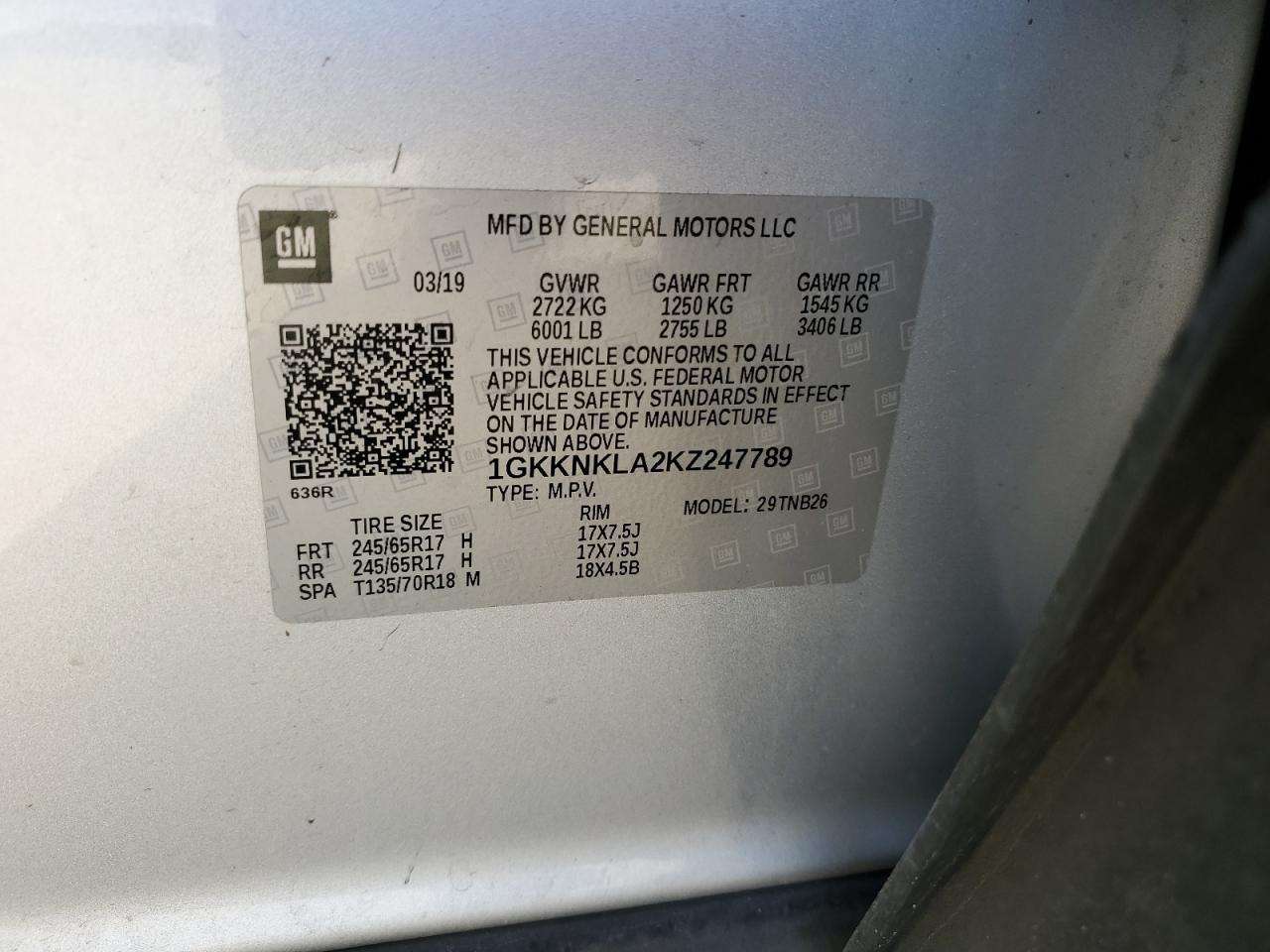 2019 GMC Acadia Sle VIN: 1GKKNKLA2KZ247789 Lot: 90973415