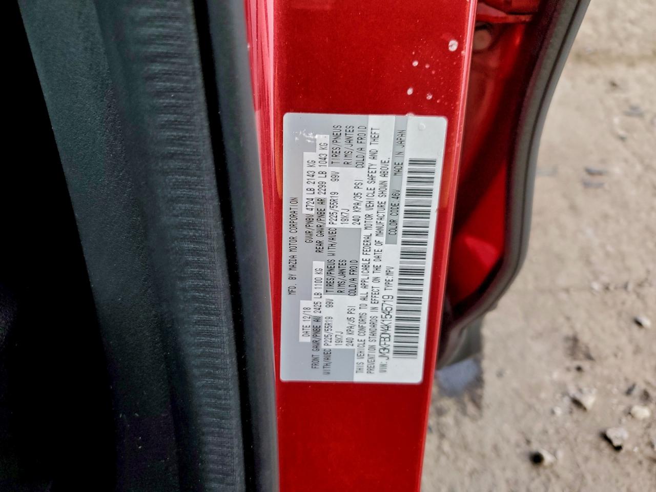 2019 Mazda Cx-5 Grand Touring VIN: JM3KFBDM4K1545719 Lot: 94029395