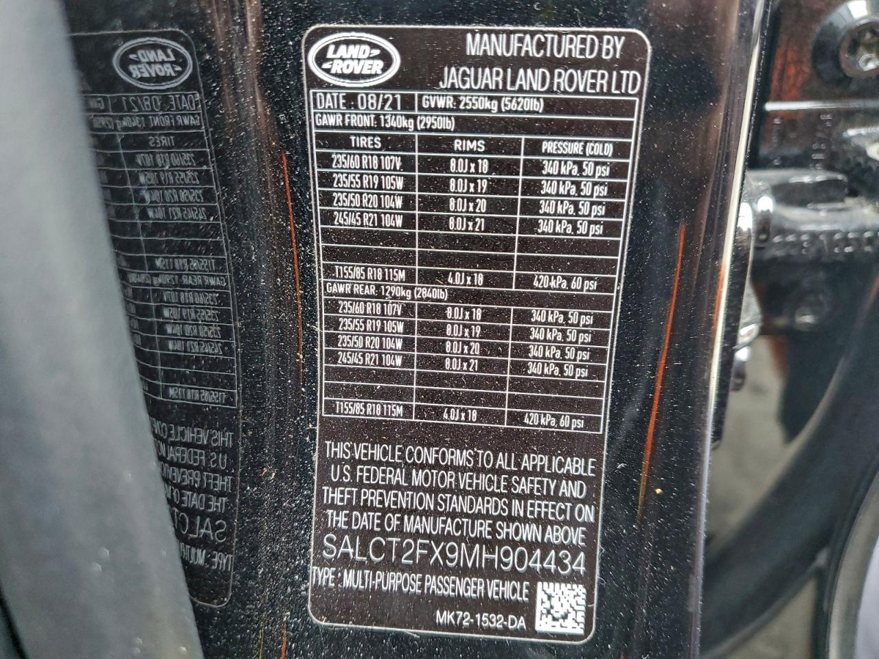 2021 Land Rover Discovery Sport S R-Dynamic VIN: SALCT2FX9MH904434 Lot: 92672025