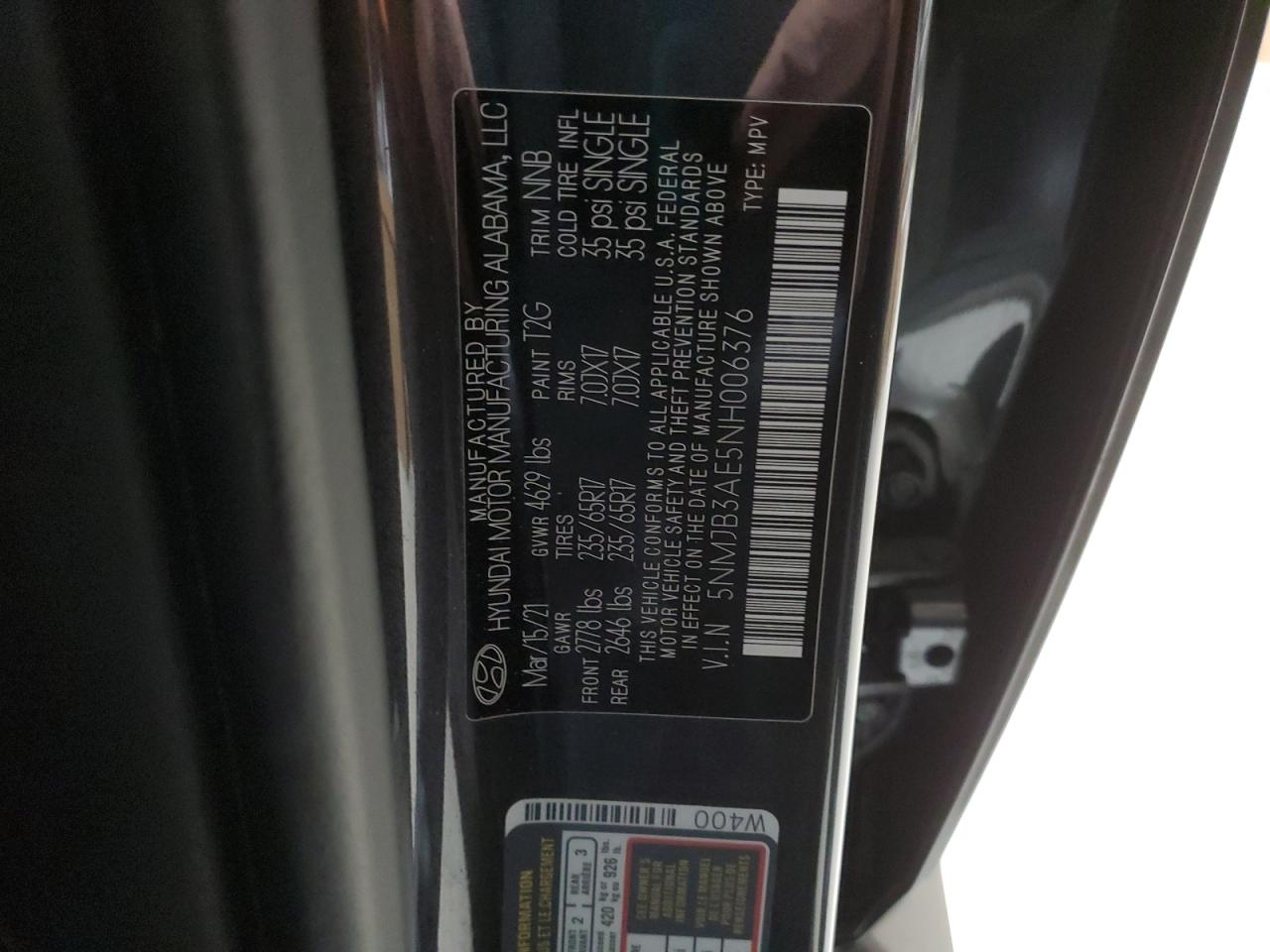 2022 Hyundai Tucson Sel VIN: 5NMJB3AE5NH006376 Lot: 92893225