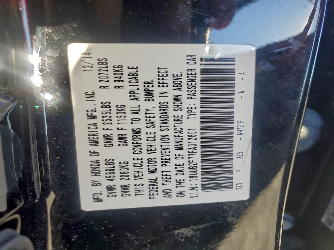 2015 Acura Tlx Advance VIN: 19UUB2F77FA012601 Lot: 94192835