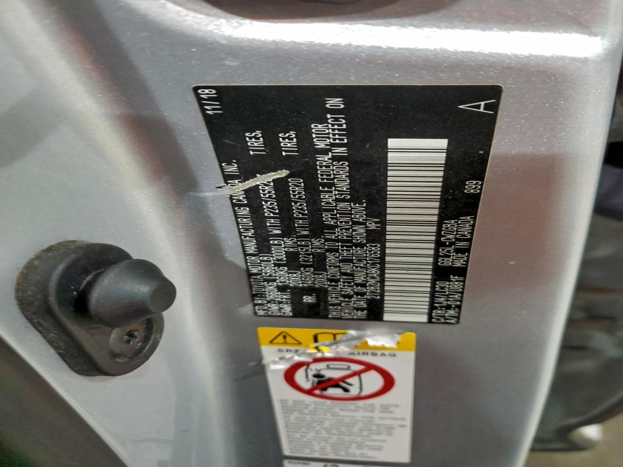 2019 Lexus Rx 350 Base VIN: 2T2BZMCA8KC176583 Lot: 94059135