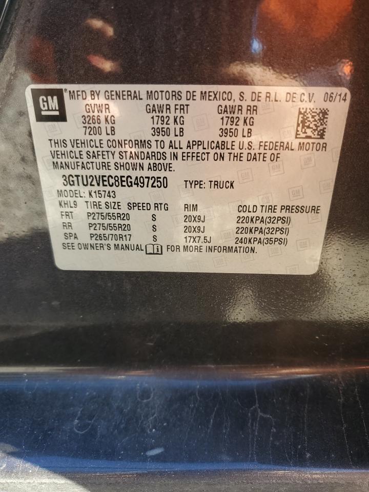 2014 GMC Sierra K1500 Slt VIN: 3GTU2VEC8EG497250 Lot: 91773475