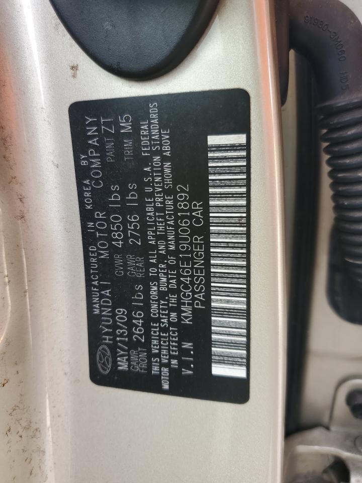 2009 Hyundai Genesis 3.8L VIN: KMHGC46E19U061892 Lot: 93783015