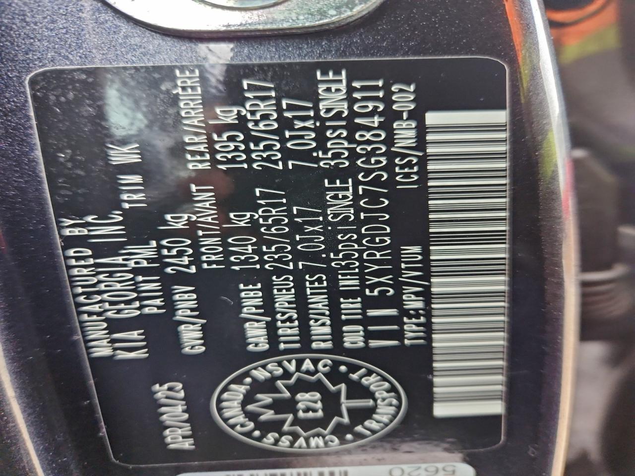 2025 Kia Sorento Lx VIN: 5XYRGDJC7SG384911 Lot: 94422785