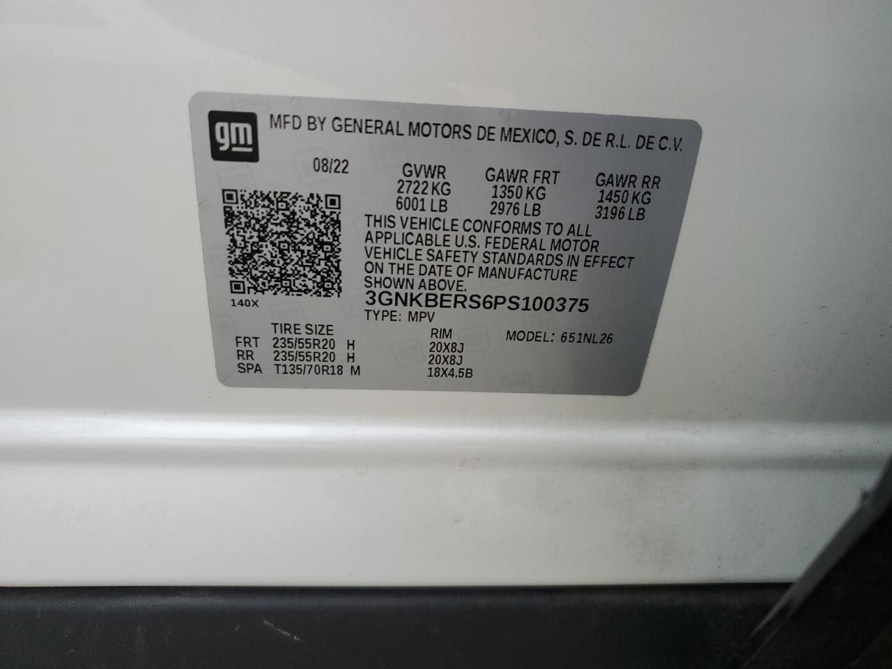 2023 Chevrolet Blazer Rs VIN: 3GNKBERS6PS100375 Lot: 93471965