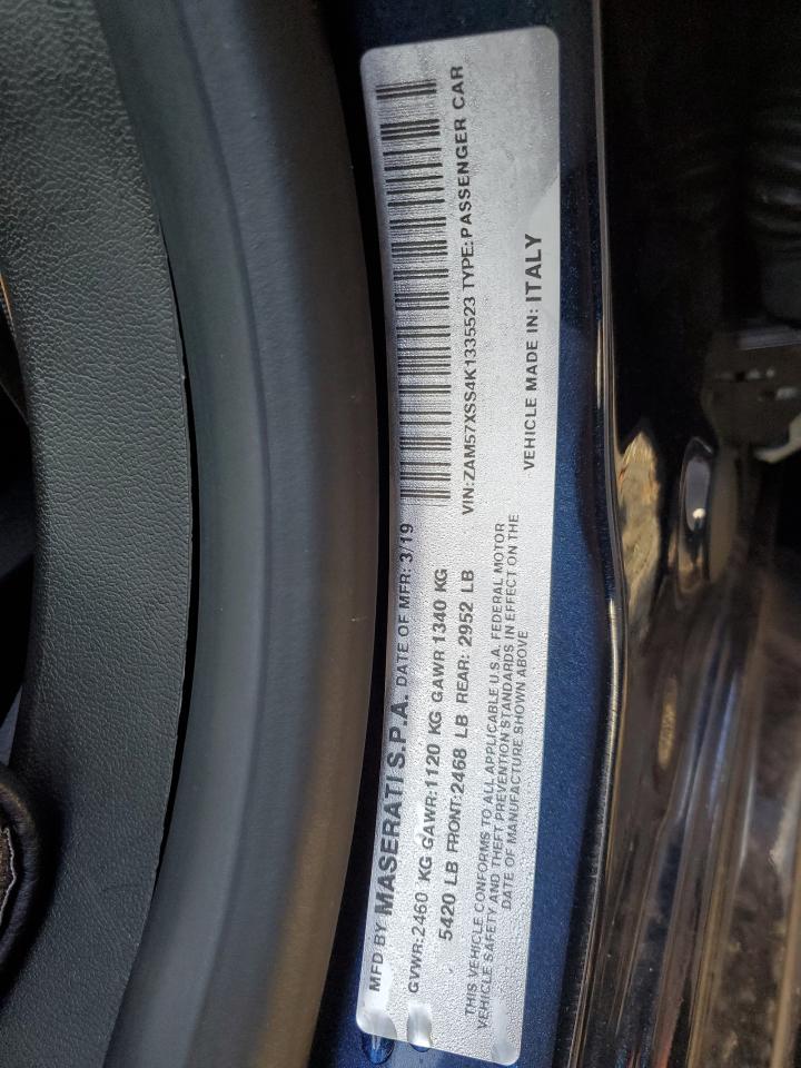 2019 Maserati Ghibli Sport VIN: ZAM57XSS4K1335523 Lot: 92251795