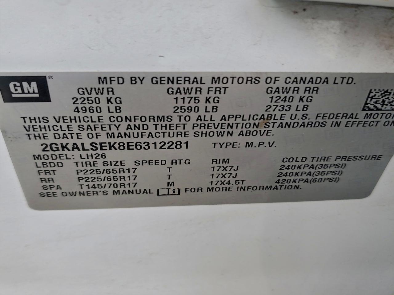 2014 GMC Terrain Slt VIN: 2GKALSEK8E6312281 Lot: 93489075