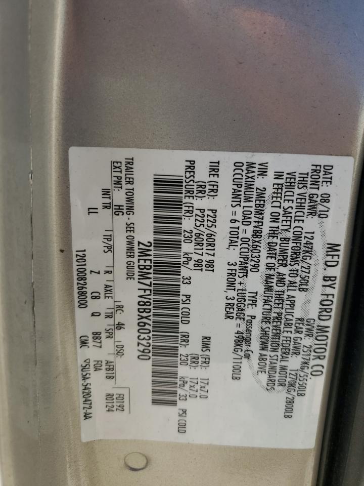 2011 Mercury Grand Marquis Ls VIN: 2MEBM7FV8BX603290 Lot: 91272995