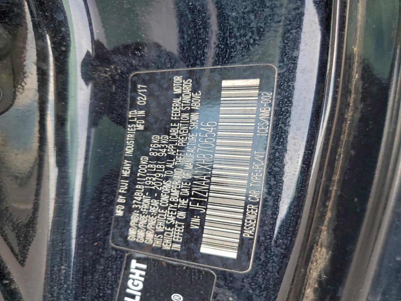 2017 Toyota 86 Base VIN: JF1ZNAA1XH8706546 Lot: 93461965