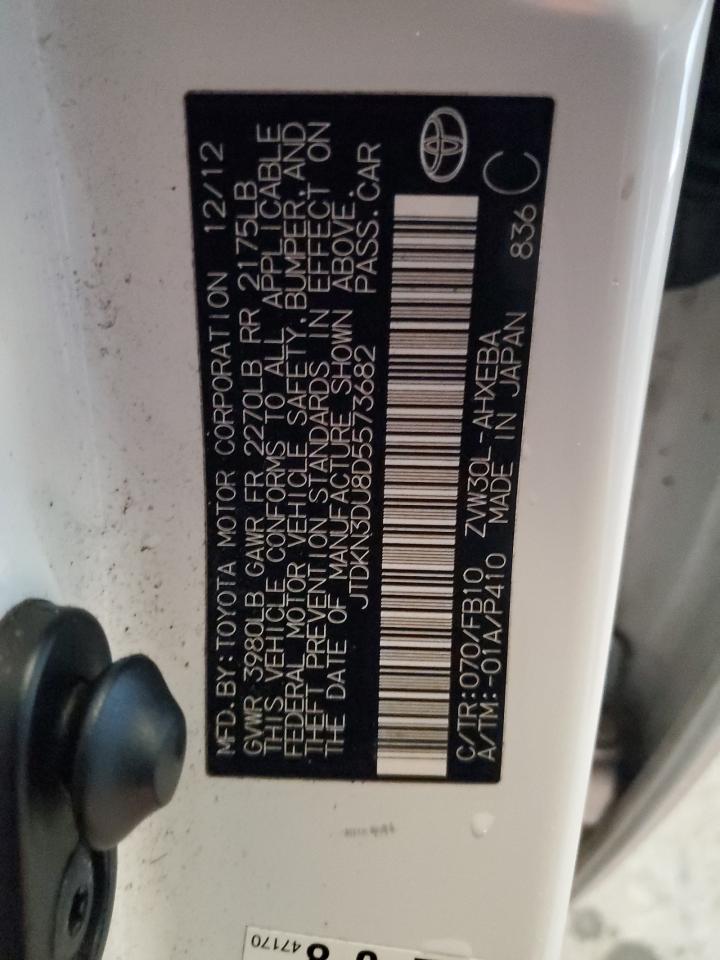 2013 Toyota Prius VIN: JTDKN3DU8D5573682 Lot: 91942825