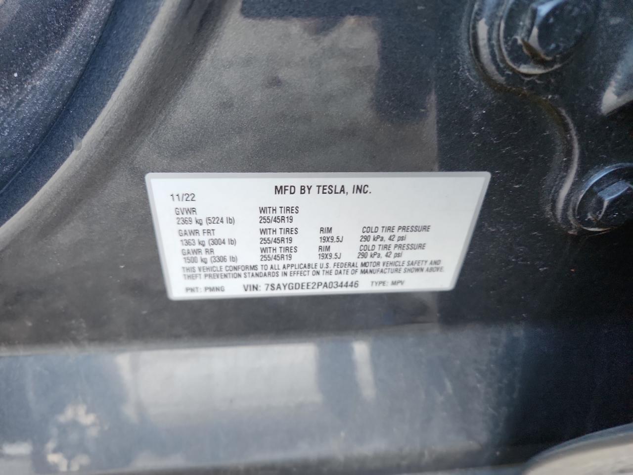 2023 Tesla Model Y VIN: 7SAYGDEE2PA034446 Lot: 91852445