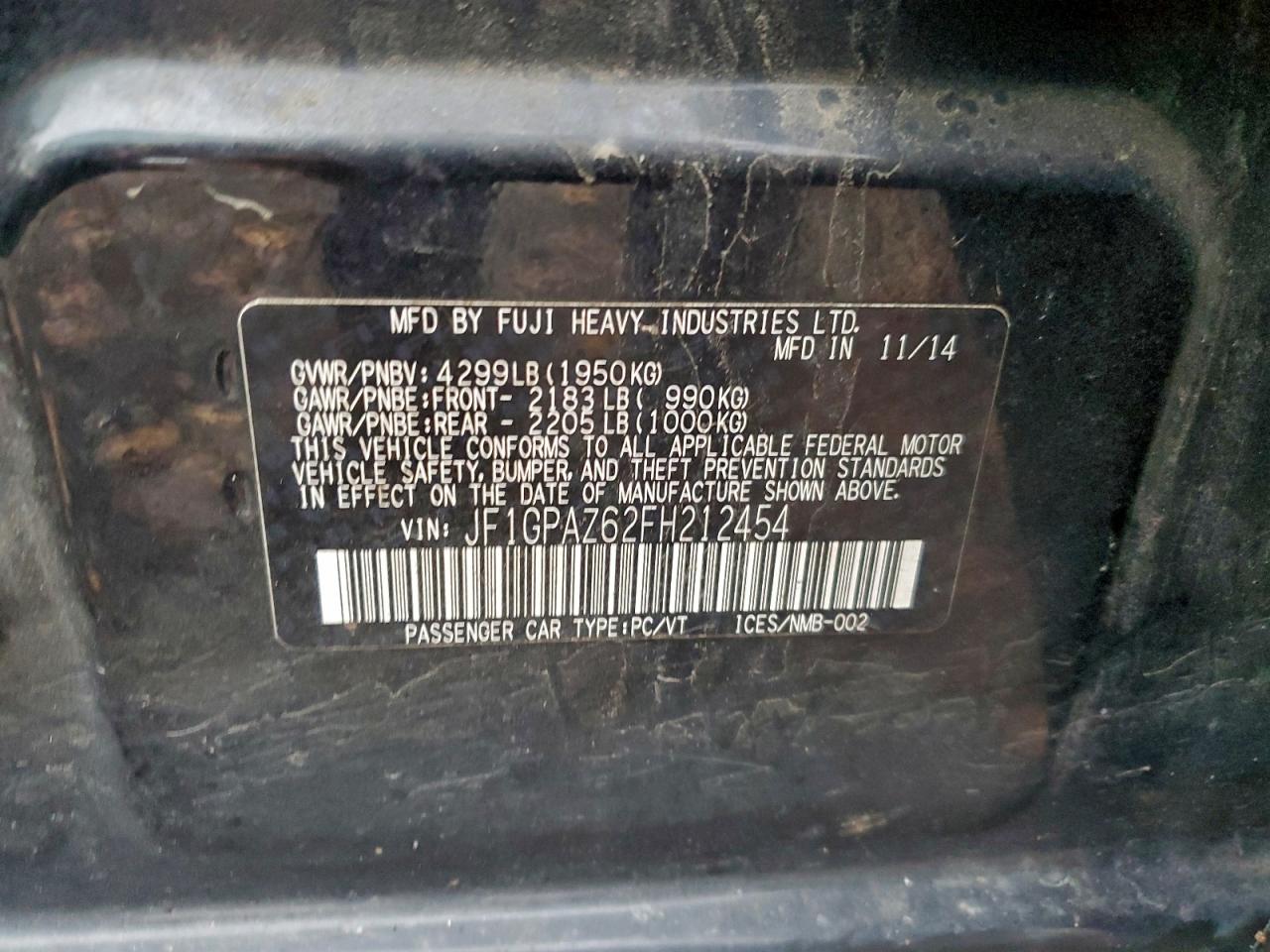 2015 Subaru Impreza Sport Limited VIN: JF1GPAZ62FH212454 Lot: 94068165